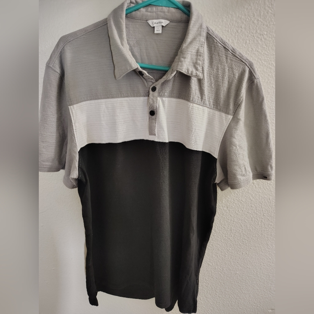 Calvin Klein Gray and Black Kids Short Sleeve Shirt